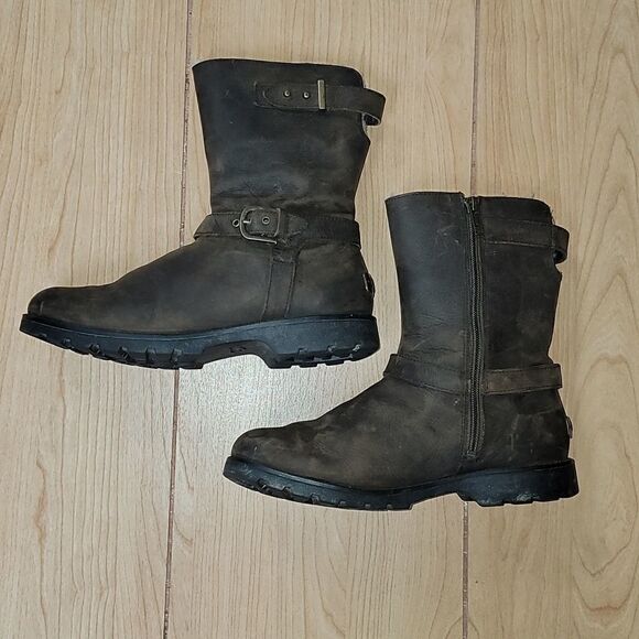 UGG BROWN GRANDLE WATERPROOF LEATHER BOOTS, SIZE 7 S/N 1003579 - Picture 8 of 16